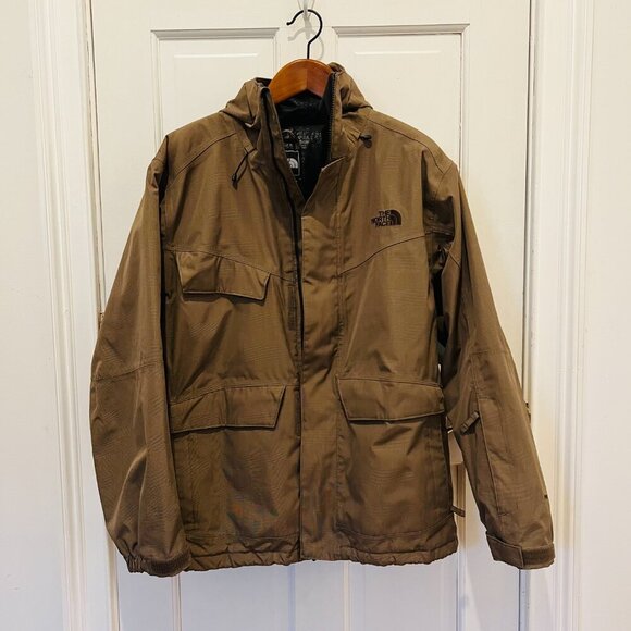 The North Face Hyvent Hooded Ski Jacket Full Zip Brown Men’s Size Medium - Picture 1 of 16